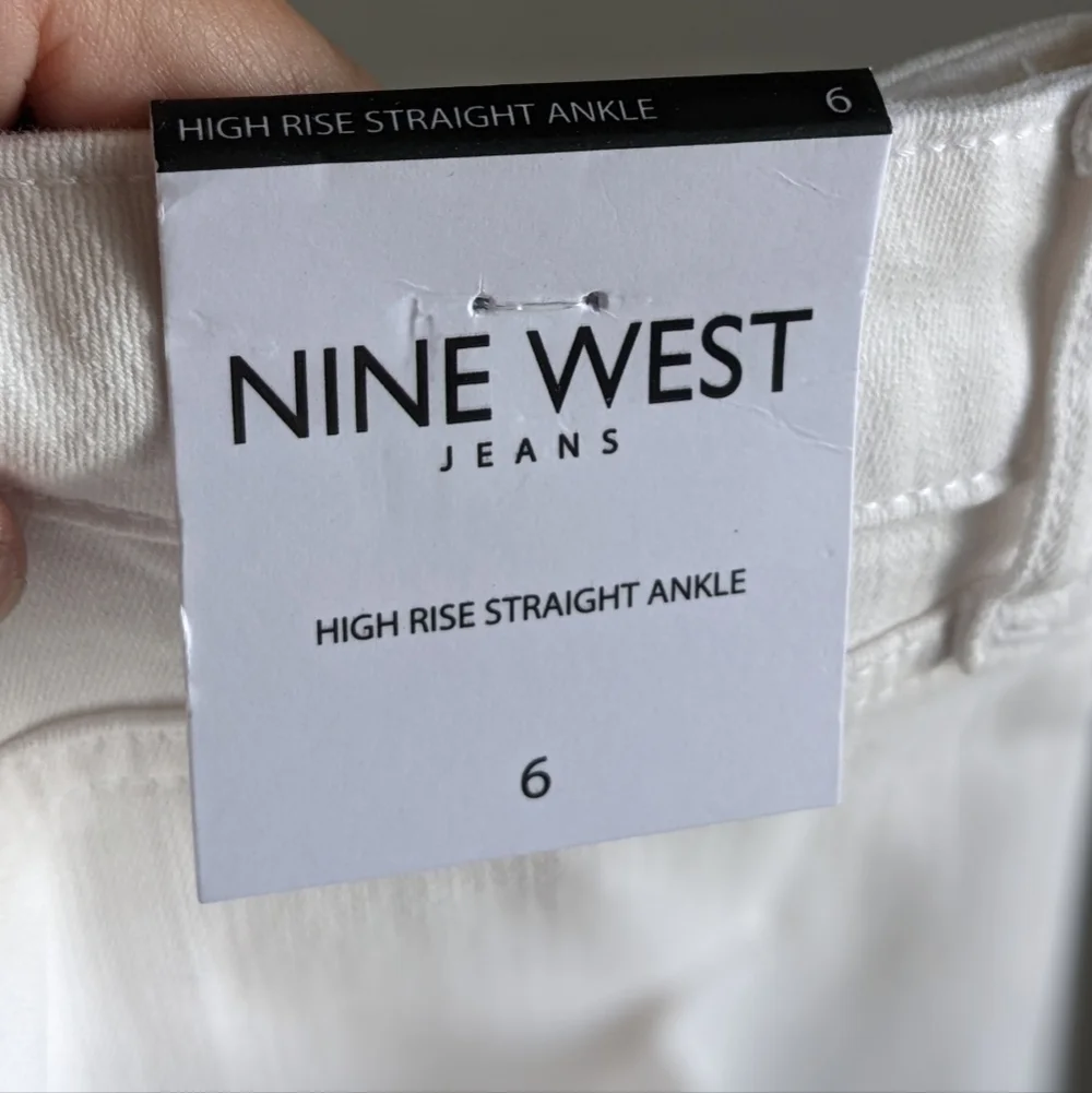 NINE West White High Rise Straight cropped Ankle Pants 6